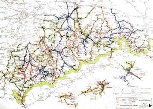 Übersichtskarte Eisenbahndirektion Dresden 1934 - gefaltet [Reprint]