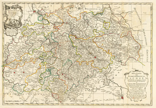Postkutschen Karte Thüringen Sachsen 1758 [Reprint]