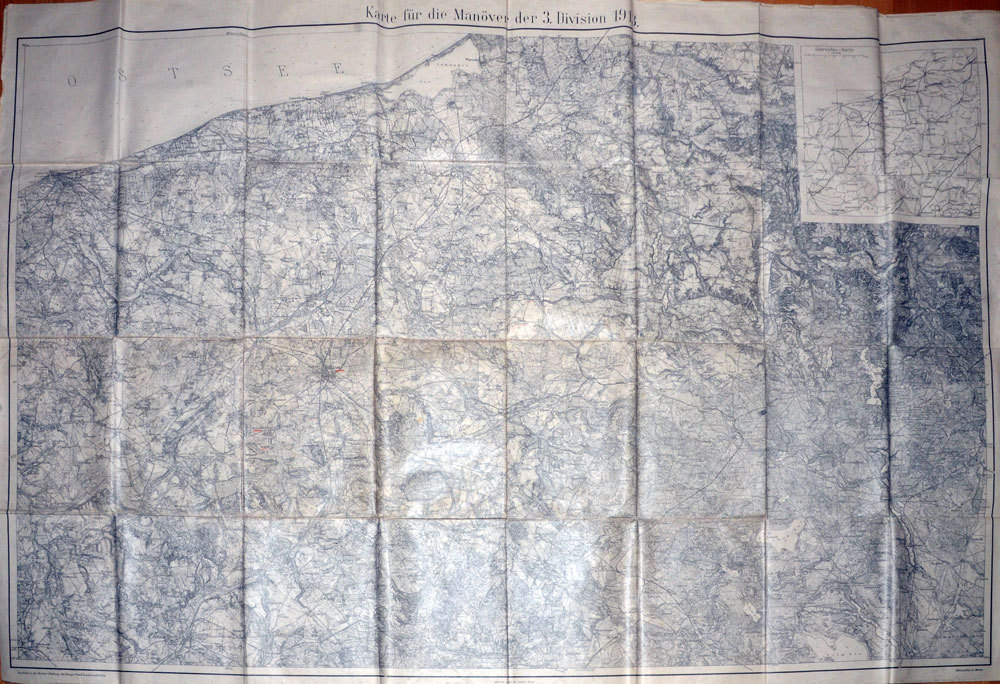 ORIGINAL-KARTE: Karte für die Manöver der 3. Division 1913