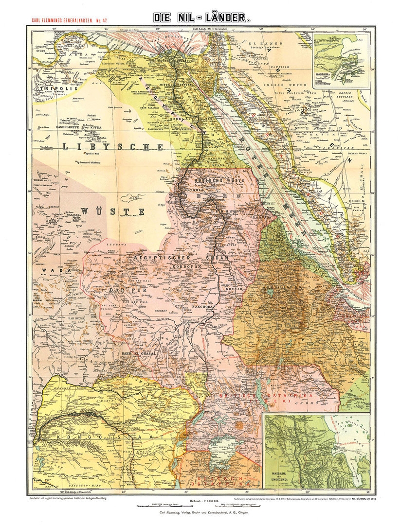 Historische Karte: Die NIL-LÄNDER - um 1910 [gerollt]