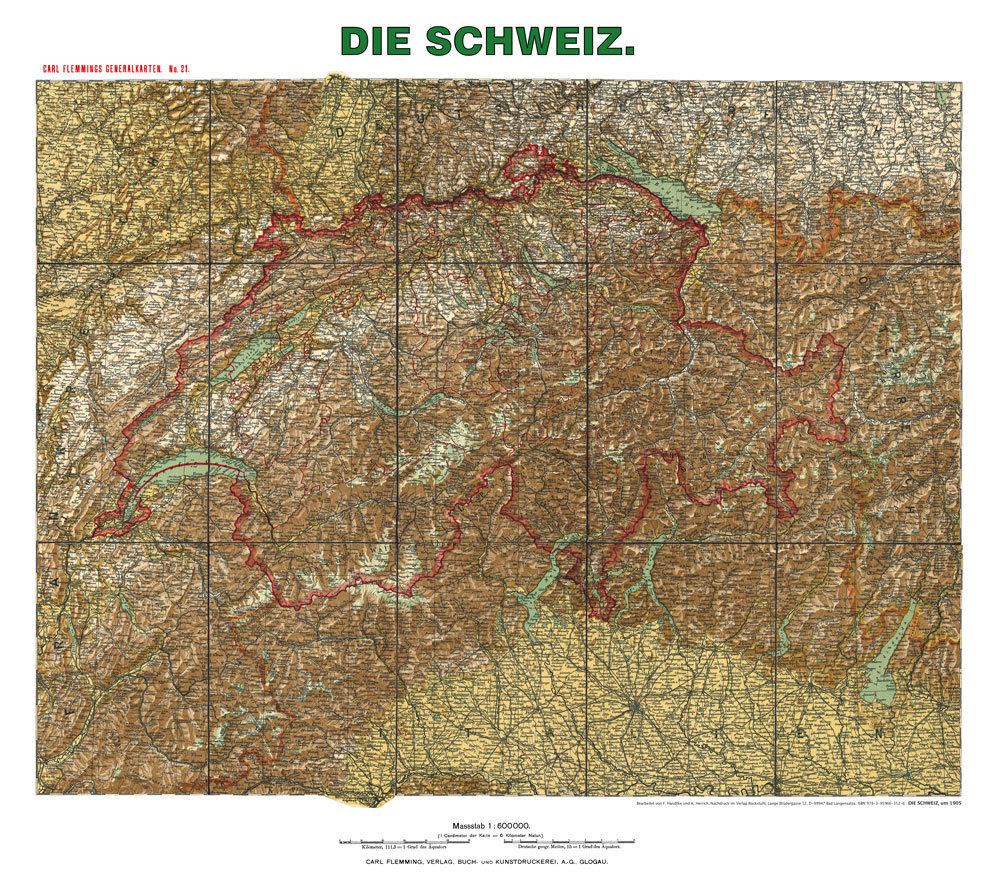 Historische Karte: Die SCHWEIZ - um 1905 [gerollt]