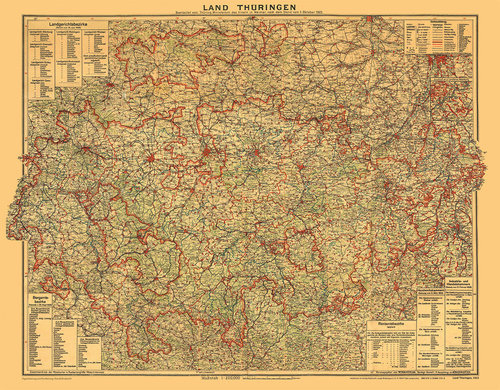Historische Karte: LAND THÜRINGEN 1923