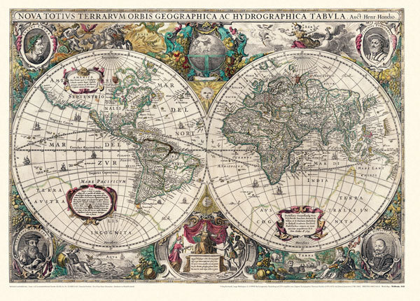 WELTKARTE 1641 – Henricus Hondius [Reprint]