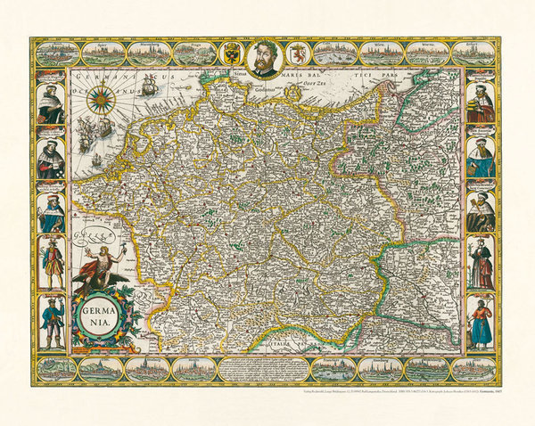 Postreisekarte Deutschland – Germania 1607 [Reprint]