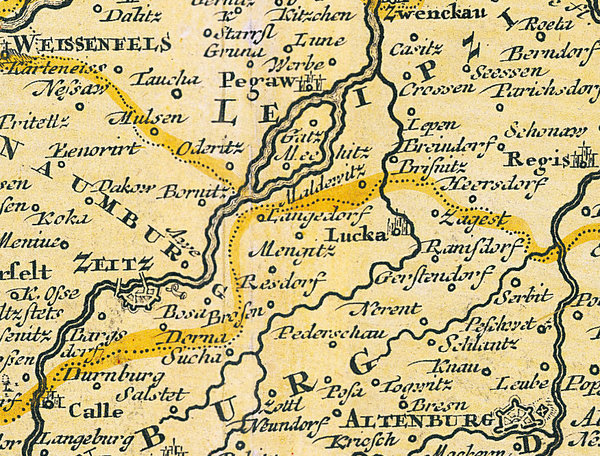 Hist. Karte: Kreis OBERSACHSEN 1707, Herzogtum Kurfürstentum Sachsen,  Meissen, Thüringen