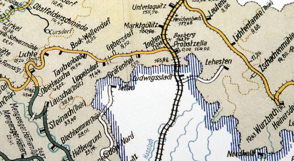 1939 Übersichtskarte der Eisenbahndirektion Erfurt - gefaltet [Reprint]