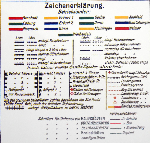 1939 Übersichtskarte der Eisenbahndirektion Erfurt - gefaltet [Reprint]