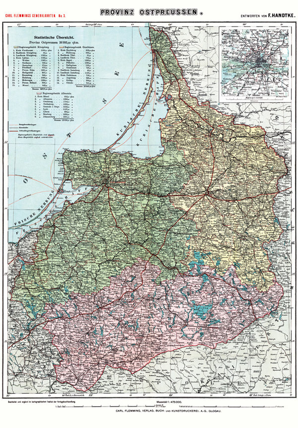 Historische Karte: Provinz Ostpreussen 1910 [Reprint]
