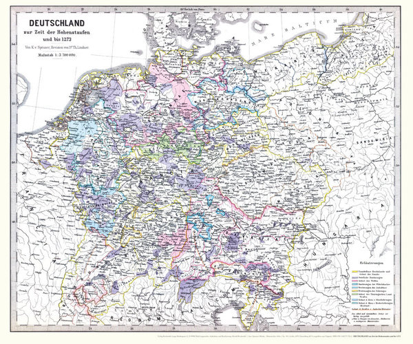 Historische Karte: DEUTSCHLAND zur Zeit der Hohenstaufen und bis 1273 [Reprint]