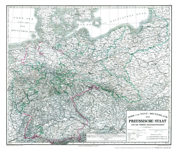 Historische Karte: Preussen 1865 (plano)