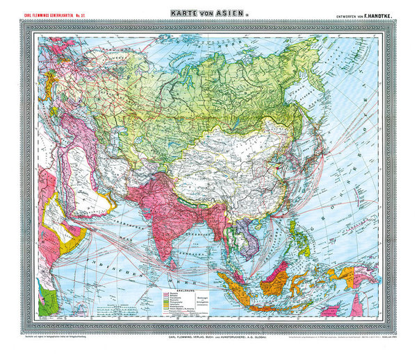 General-Karte von Asien, um 1910 [Plano-Reprint]
