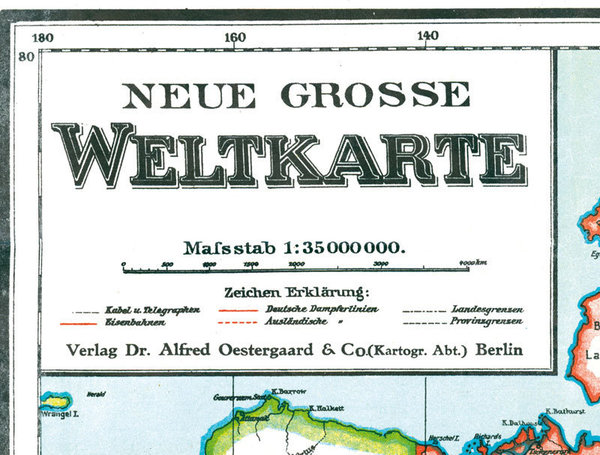 Hist. Karte: NEUE GROSSE WELTKARTE 1940 [gerollt]