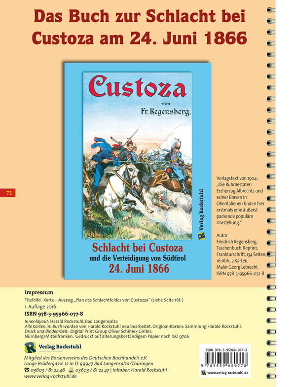 LANDKARTEN – Schlachtpläne – Schlacht bei Custoza am 24. Juni 1866