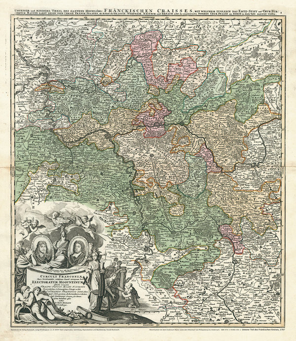 Historische Karte: Unterer und mindere Teil von FRANKEN 1707 (Plano)