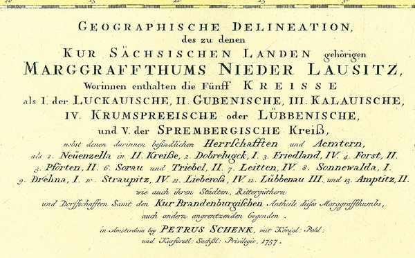 Historische Karte: MARKGRAFSCHAFT NIEDERLAUSITZ 1757 [gerollt]