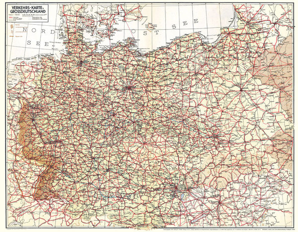 Historische Übersichtskarte: VERKEHRSKARTE VON GROSSDEUTSCHLAND 1940