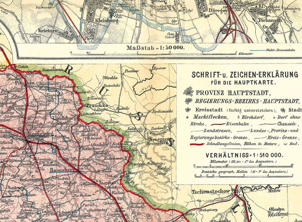 Historische Karte: Provinz SCHLESIEN im Deutschen Reich - um 1910 [gerollt]