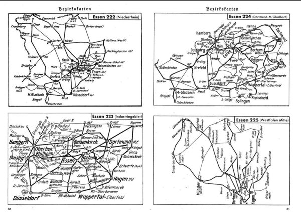 18 Netzkarten und 111 Bezirkskarten der Reichsbahn 1935