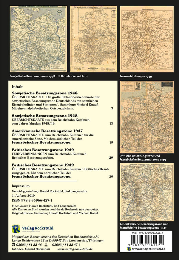 Übersichtskarten der DEUTSCHEN REICHSBAHN Besatzungszonen 1947-1948-1949