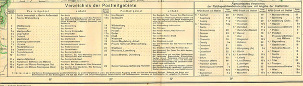 Großdeutsches Reich - Postleit-Gebietskarte, März 1944