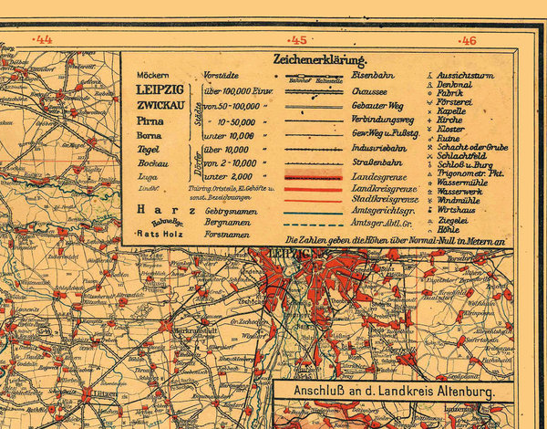 Historische Karte: LAND THÜRINGEN 1923