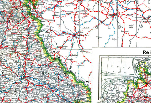 Universal-Karte von DEUTSCHLAND, 1937 [Plano-2 Großkarten-Reprint]