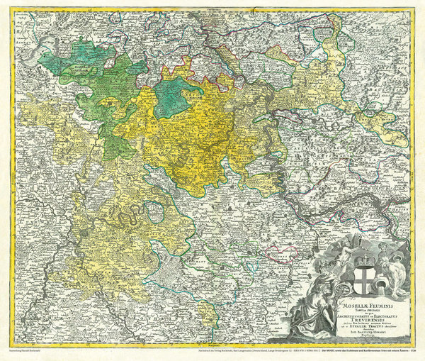 Historische Karte: Die MOSEL 1720 und das Erzbistum sowie Kurfürstentum Trier