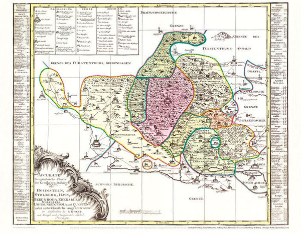 Historische Karte: Grafschaft STOLBERG 1757 (Plano)