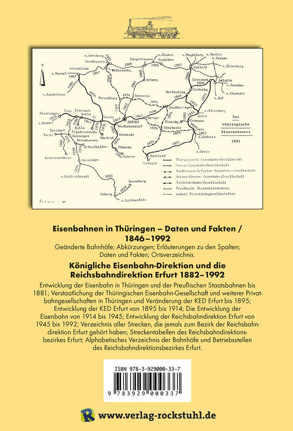Thüringer Eisenbahnstreckenlexikon 1846-1992
