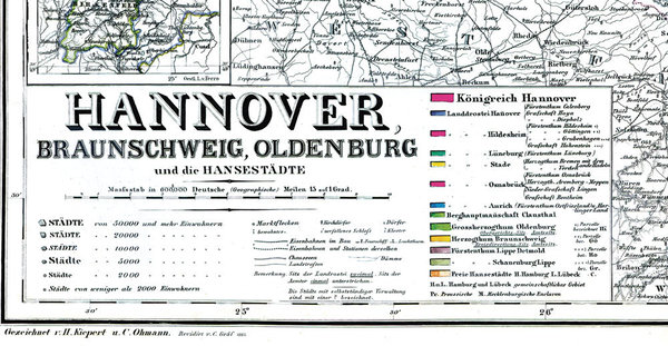 Königreich HANNOVER, 1865 – Historische Karte (plano)