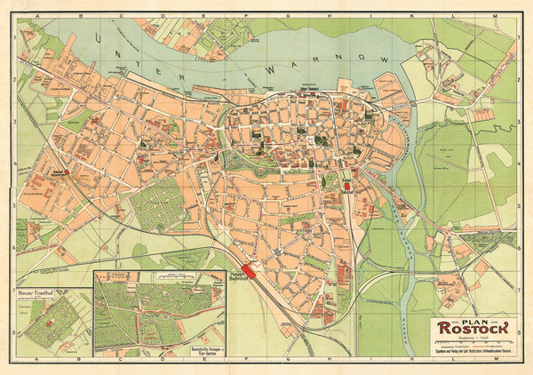 Stadtplan von Rostock 1922