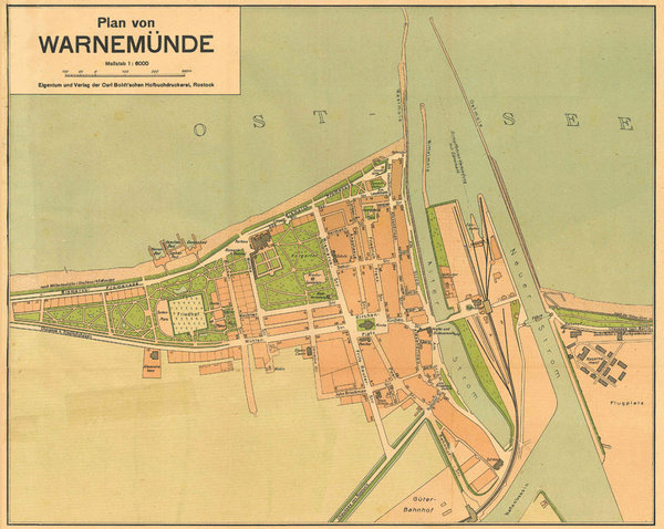 Stadtplan von Warnemünde 1922