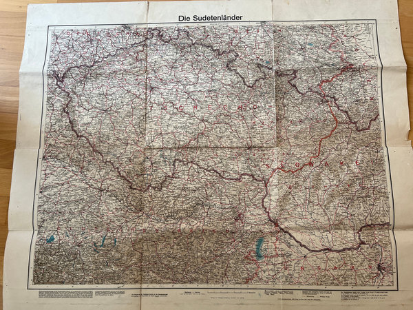 ORIGINAL Karte – Die Sudetenländer 1938