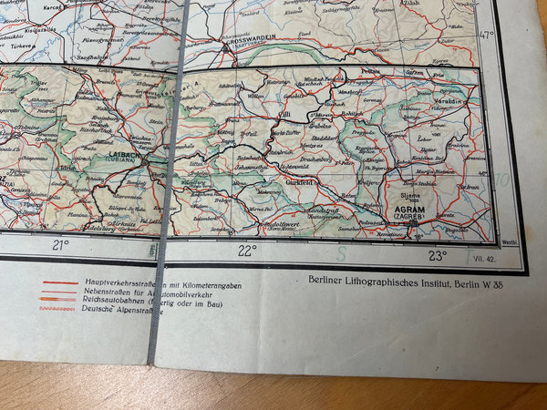 ORIGINAL Gea-Verkehrskarte Deutsches Reich VII 1942