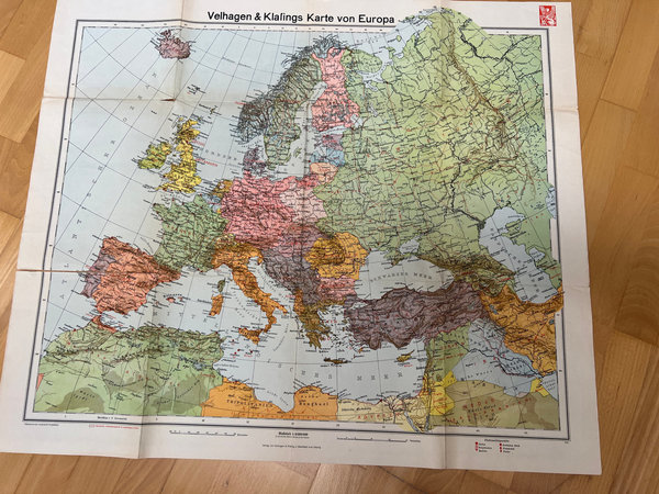 ORIGINAL Karte: Europa mit den Flottenstützpunkten der europäischen Großmächte 1940