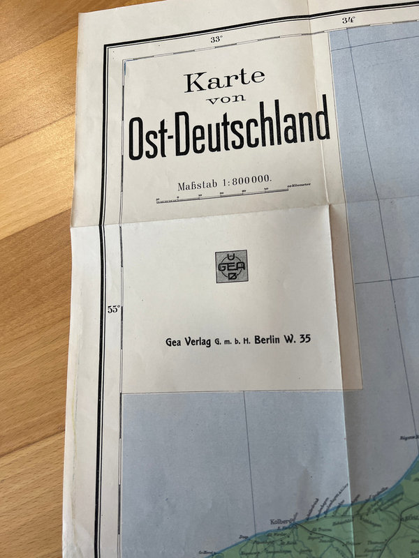 ORIGINAL Karte: Deutschland 1919 - Besetze Gebiete OST mit Ostpreußen