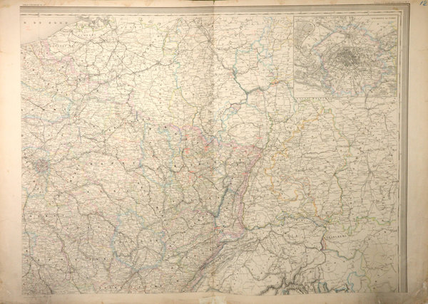 ORIGINAL Karte: Frankreich ATLAS UNIVERSEL PL. 12 um 1863 mit Paris