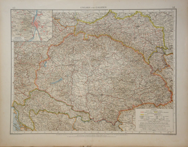 ORIGINAL Karte: Ungarn und Galazien 1898