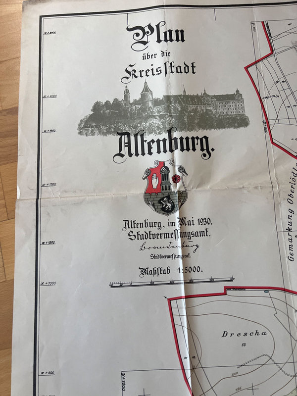 ORIGINAL Stadtplan Arnstadt 1930