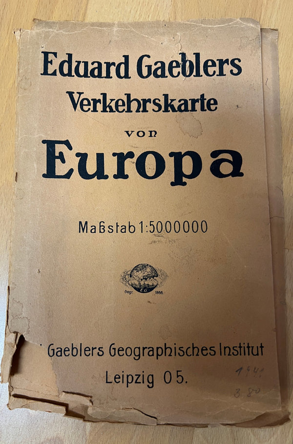 ORIGINAL Gaeblers Verkehrskarte von Europa 1941