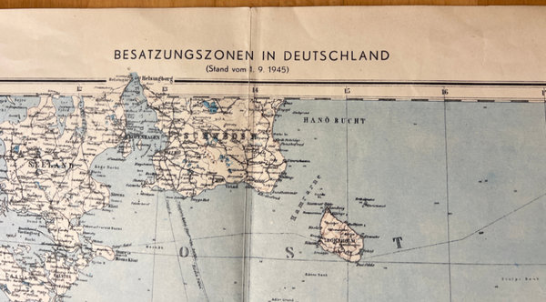 ORIGINAL Kate Deutschland  (Stand 1.9.1945). Besatzungszonen in Deutschland.