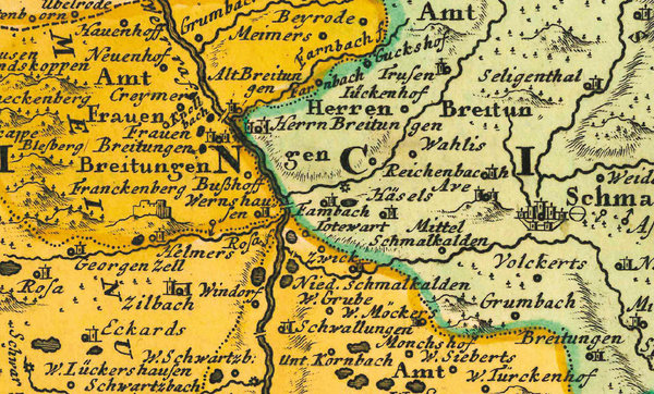 Historische Karte: GRAFSCHAFT HENNEBERG - Henneberger Land 1743 (plano)